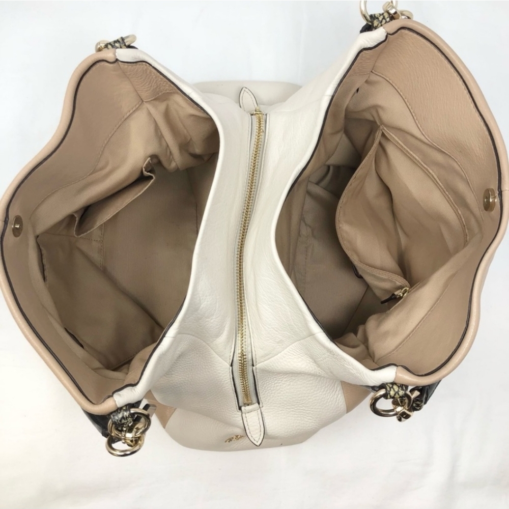 Coach Leather Phoebe Beige and White Hobo Bag - Picture 9 of 16